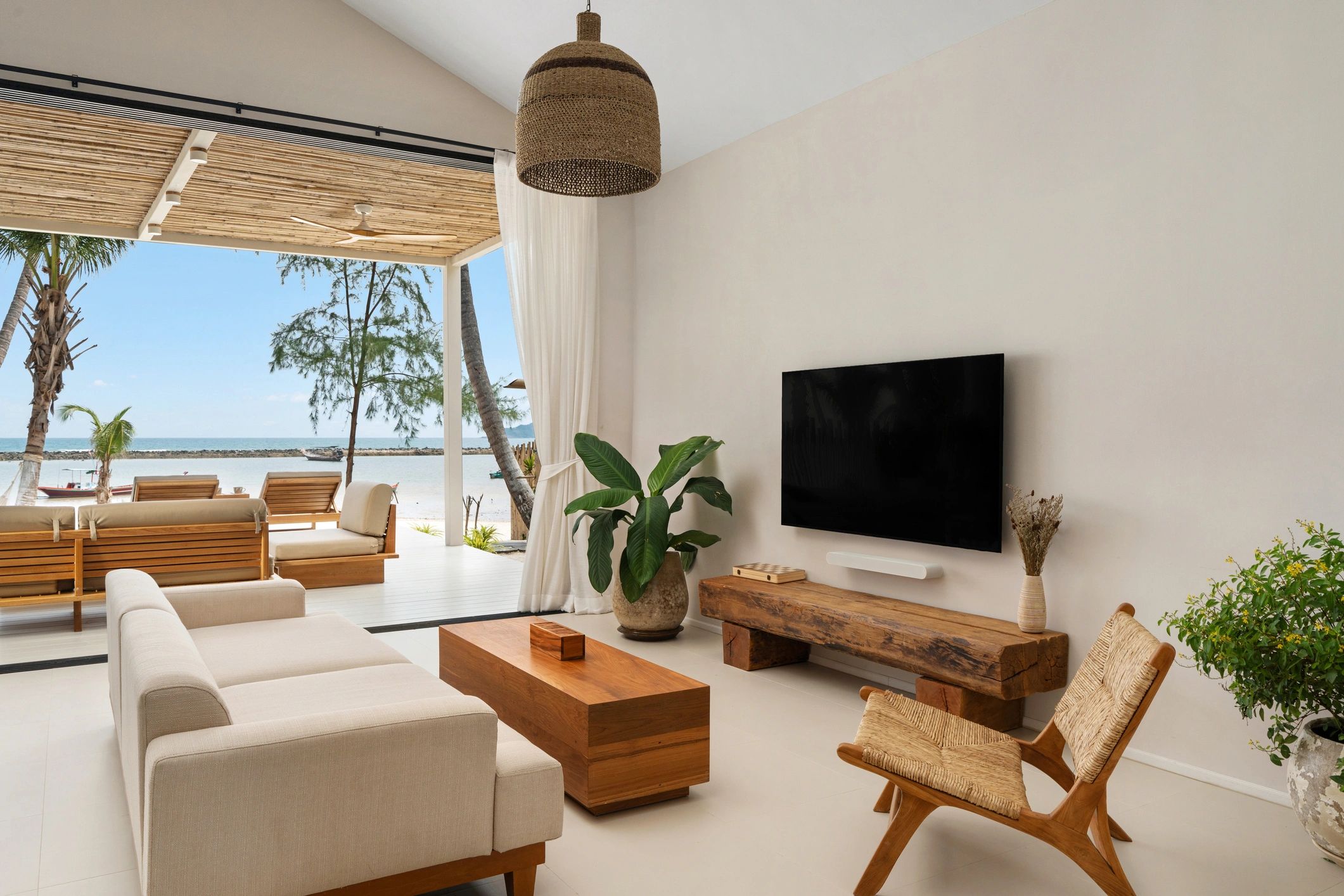 Modern living room with elegant furnishings and natural light