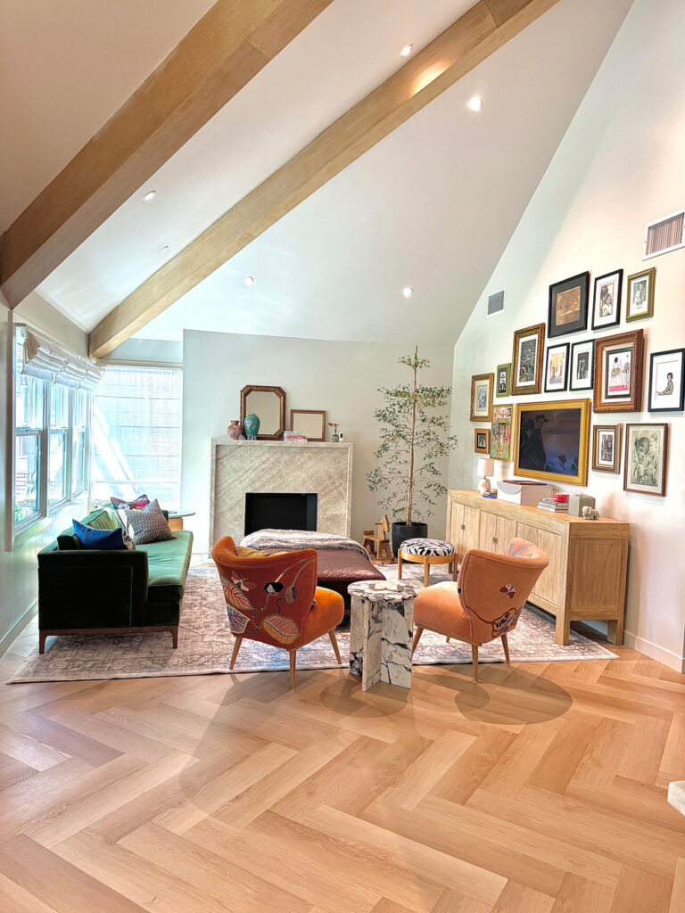 Curated interior design materials and textures laid out as a mood board